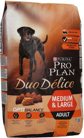 Корм сухой Pro Plan "Duo Delice Adult", для собак крупных и средних пород, курица с рисом, 10 кг