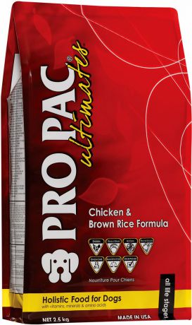 Корм сухой Pro Pac Ultimates "Суперпремиум. Сhicken & Brown Rice" для собак, с курицей и коричневым рисом, 2,5 кг