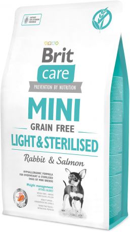 Корм сухой беззерновой Brit Care "Mini Light & Sterilised" для взрослых собак мини-пород с избыточным весом или стерилизованных, 2 кг