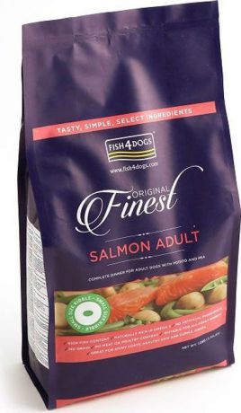 Корм сухой Finest "Salmon Adult", для собак мелких пород, с лососем и картофелем, 1,5 кг