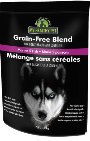 Корм сухой Holistic Blend "Grain-Free" для собак, 5 рыб и морепродукты, беззерновой, 3,2 кг