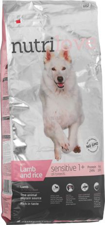 Корм сухой Nutrilove "Sensitive", для взрослых собак с чувствительным пищеварением, с ягненком и рисом, 12 кг