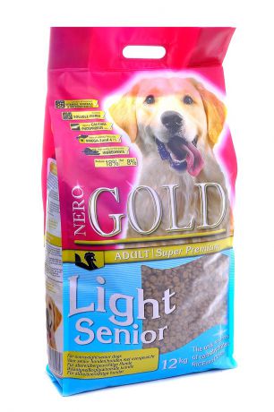 Корм сухой Nero Gold "Light Senior", для пожилых собак, индейка рис, 12 кг
