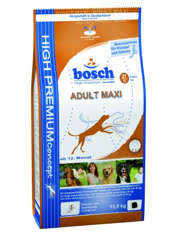 Корм сухой Bosch "Adult Maxi" для взрослых собак крупных пород со средним уровнем активности, 15 кг