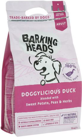 Корм сухой Barking Heads "Восхитительная утка", для собак, беззерновой, с уткой и бататом, 2 кг