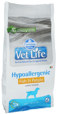 Корм сухой Farmina "Vet Life" для собак с пищевой аллергией или пищевой непереносимостью, диетический, с рыбой и картофелем, 2 кг