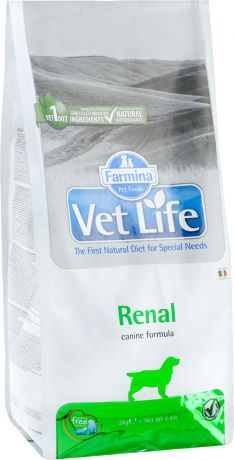 Корм сухой Farmina "Vet Life" для собак, диетический, для поддержания функции почек, в случаях почечной недостаточности, 2 кг