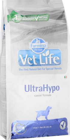 Корм сухой диетический Farmina "Vet Life" для собак, для снижения пищевой непереносимости питательных веществ, в случаях пищевой аллергии и атопий, 12 кг
