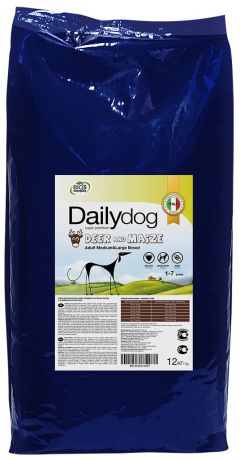 Корм сухой Daily Dog "Adult Medium Large Breed Deer and Maize", для взрослых собак средних и крупных пород, с олениной и кукурузой, 12 кг