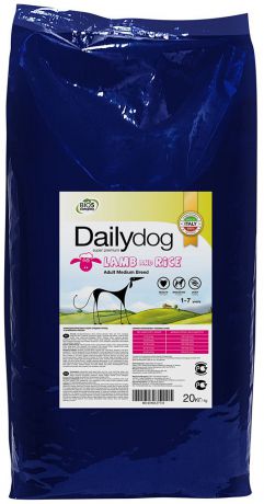 Корм сухой Daily Dog "Adult Medium Breed lamb and rice", для взрослых собак средних пород, с ягненком и рисом, 20 кг