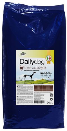 Корм сухой Daily Dog "Adult Medium Large Breed Deer and Maize", для взрослых собак средних и крупных пород, с олениной и кукурузой, 20 кг