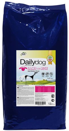 Корм сухой Daily Dog "Adult Medium Breed lamb and rice", для взрослых собак средних пород, с ягненком и рисом, 12 кг