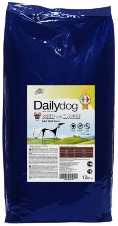 Корм сухой Daily Dog "Adult Small Breed Deer & Maize", для взрослых собак мелких пород, с олениной и кукурузой, 12 кг