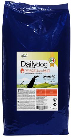 Корм сухой Daily Dog "Senior Medium Large Breed", для пожилых собак средних и крупных пород, с индейкой и рисом, 12 кг