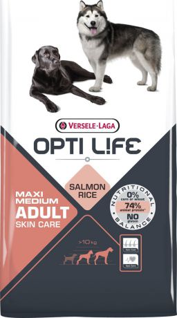 Корм сухой Versele-Laga Opti Life, для собак с чувствительной кожей, с лососем и рисом, 1 кг