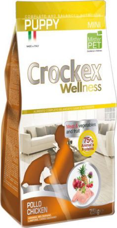 Корм сухой "Crockex Wellness" для щенков мелких пород, с курицей и рисом, 2 кг