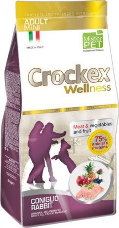 Корм сухой "Crockex Wellness" для собак мелких пород, с кроликом и рисом, 2 кг
