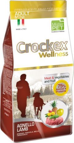 Корм сухой "Crockex Wellness" для собак мелких пород, с ягненком и рисом, 2 кг