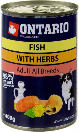 Консервы Ontario "Mini" для собак мелких пород, рыбное ассорти, 400 г