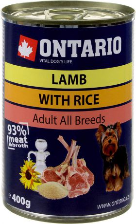 Консервы для собак "Ontario", с ягненком и рисом, 400 г