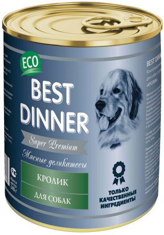 Консервы для собак Best Dinner "Мясные деликатесы", с кроликом, 340 г