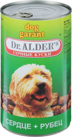 Консервы Dr. Alders "Dog Garant" для взрослых собак, рубец и сердце, 1,23 кг