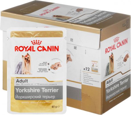 Консервы Royal Canin "Yorkshire Terrier Adult", для собак породы йоркширский терьер старше 10 месяцев, паштет, 85 г, 12 шт