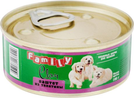 Консервы для щенков Clan "Family", паштет из телятины, 100 г