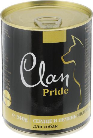 Консервы для собак Clan "Pride", сердце и печень индейки, 340 г