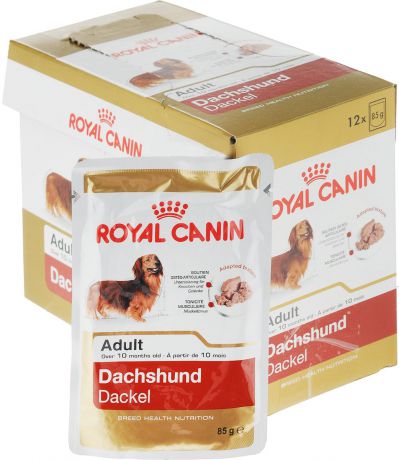 Консервы Royal Canin "Dachshund Adult", для собак породы такса в возрасте старше 10 месяцев, паштет, 85 г, 12 шт
