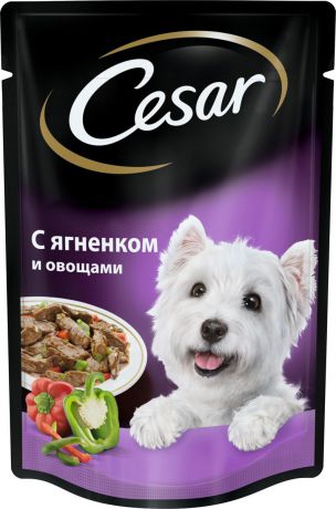 Консервы "Cesar", для взрослых собак, с ягненком и овощами, 100 г