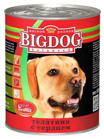 Консервы для собак Зоогурман "Big Dog", с телятиной и сердцем, 850 г