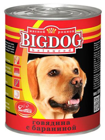 Консервы для собак Зоогурман "Big Dog", с говядиной и бараниной, 850 г