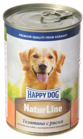 Консервы для собак Happy Dog "Natur line", с телятиной и рисом, 400 г