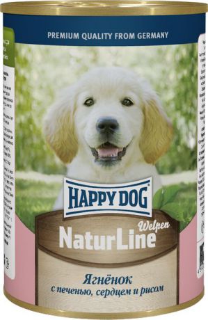 Консервы для собак Happy Dog "Natur Line", ягненок с печенью, сердцем и рисом, 400 г