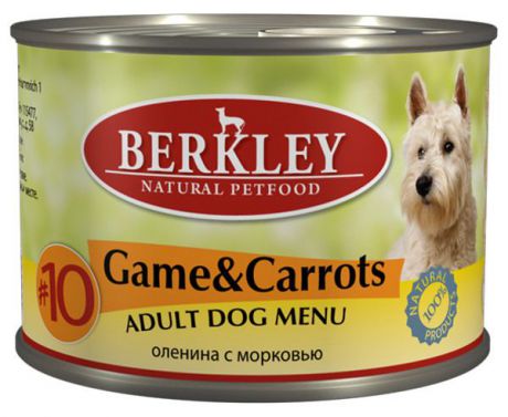 Консервы для собак Berkley "№10", оленина с морковью, 200 г
