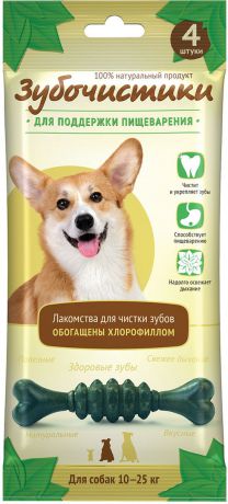 Лакомство Зубочистики "Мятные" для собак средних пород, для поддержания пищеварения, 4 шт
