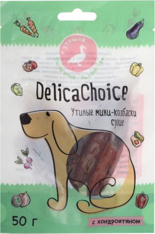 Лакомство для собак DelicaChoice "Утиные мини-колбаски сухие", 50 г