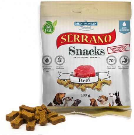 Лакомство для собак Mediterranean Serrano Snacks, снеки из говядины, 100 г