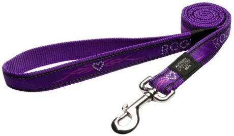 Поводок для собак Rogz "Fancy Dress", удлиненный, цвет: фиолетовый, ширина 1,6 см. Размер L
