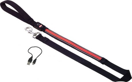 Поводок "Nobby", для собак, светодиодный, на аккумуляторах, цвет: красный, длина 120 см