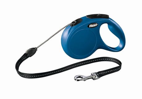 Поводок-рулетка Flexi "Classic Basic M" для собак до 20 кг, цвет: синий, 5 м