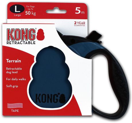 Поводок-рулетка для собак Kong Terrain L, цвет: синий, до 50 кг, 5 м