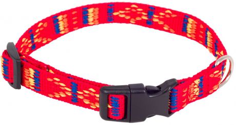 Ошейник для собак Каскад "Орнамент", с пряжкой-защелкой, цвет: красный, ширина 10 мм, обхват шеи 20-30 см