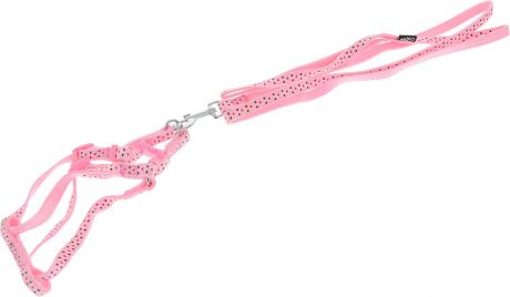 Шлейка для собак "Camon", с поводком, цвет: розовый, 1 х 120 см. DC087/A