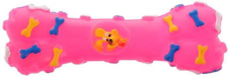 Игрушка для животных Каскад "Косточка", с пищалкой, цвет: розовый, длина 16 см