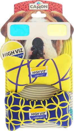 Игрушка для собак Camon "High VIZ. Косточка", длина 12 см, 2 шт