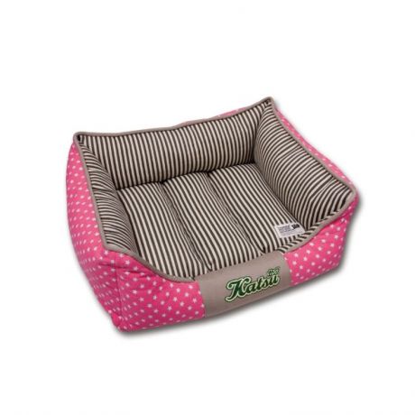 Лежак для собак Katsu "Америка", цвет: бежевый, розовый, 60 см х 60 см х 19 см