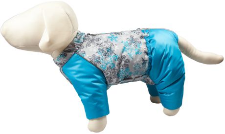 Комбинезон для собак OSSO Fashion "Снежинка", зимний, для девочки, цвет: бирюзовый. Размер: 35
