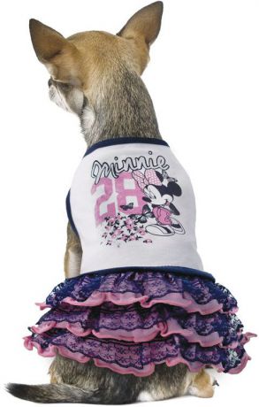 Платье для собак Triol Disney "Minnie Chic", цвет: белый, фиолетовый. Размер L
